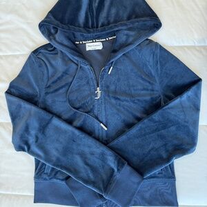 Juicy Couture OG Big Bling Velour Hoodie REGAL BLUE Size M